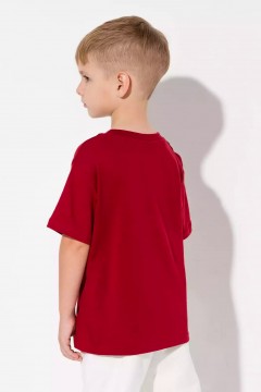 Бордовая футболка для мальчика с принтом 10926/1AW23 Vulpes Familiy(фото3)