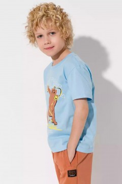 Голубая футболка для мальчика с принтом 10925/1AW23 Vulpes Familiy(фото2)