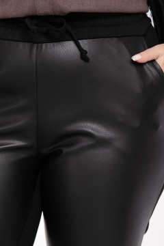 Чёрные комбинированные брюки с карманами Lady Taiga(фото2)