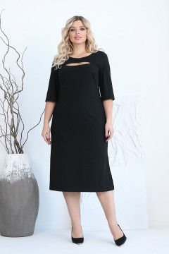 Чёрное трикотажное платье с разрезами Wisell(фото2)