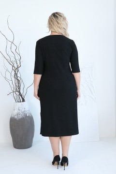 Чёрное трикотажное платье с разрезами Wisell(фото5)