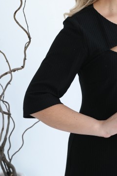 Чёрное трикотажное платье с разрезами Wisell(фото4)