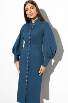 Синее платье-футляр на пуговицах 46 размера Charutti