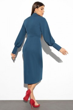 Синее платье-футляр на пуговицах 46 размера Charutti(фото4)