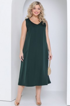 Длинное тёмно-зелёное шёлковое платье-комбинация Agata