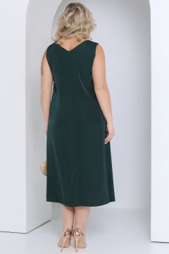 Длинное тёмно-зелёное шёлковое платье-комбинация Agata(фото3)