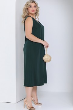 Длинное тёмно-зелёное шёлковое платье-комбинация Agata(фото2)