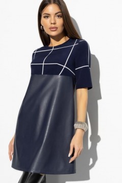 Короткое синее платье с карманами и принтом Charutti