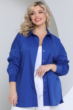 Синяя рубашка с накладным карманом Agata