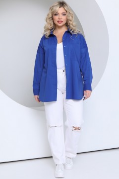 Синяя рубашка с накладным карманом Agata(фото2)