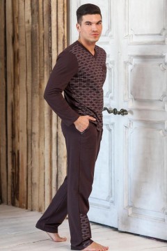 Коричневый домашний костюм с брюками 9134 Lika Dress man(фото3)