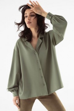 Шёлковая блузка с английским воротником в зелёном цвете Charutti