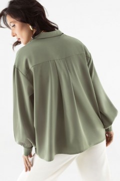 Шёлковая блузка с английским воротником в зелёном цвете Charutti(фото3)