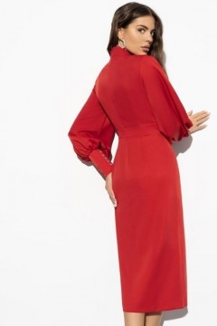 Красное платье-футляр на пуговицах Charutti(фото4)
