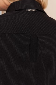 Чёрная рубашка с принтом полоска Intikoma(фото4)