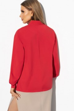 Красная блузка с V-вырезом переходящим в мягкую стойку Charutti(фото4)