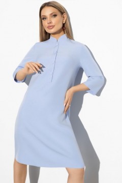 Голубое платье с пуговицами и воротником-стойка Charutti