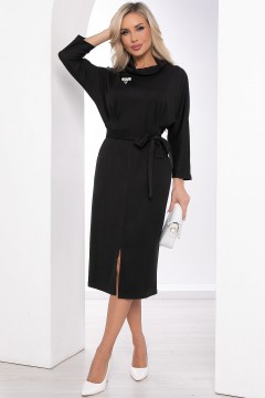 Чёрное трикотажное платье с брошью Lady Taiga(фото2)