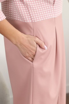 Комбинированное розовое платье с поясом Wisell(фото4)