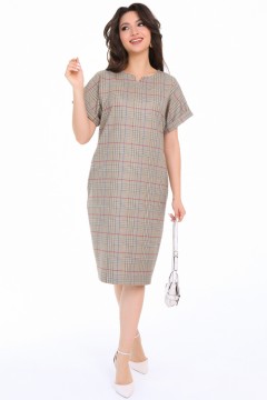 Платье миди с карманами и принтом клетка Modellos(фото2)