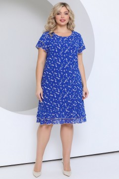 Синее шифоновое платье с цветочным принтом Agata(фото2)
