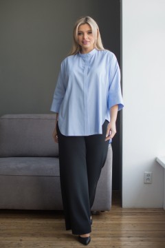 Блузка с асимметричным низом в голубую полоску Novita(фото2)