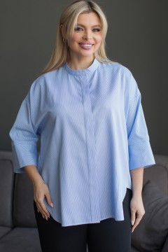 Блузка с асимметричным низом в голубую полоску Novita