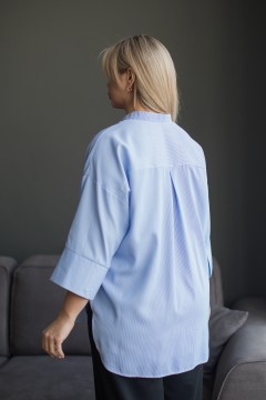 Блузка с асимметричным низом в голубую полоску Novita(фото4)