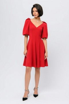 Красное платье с объемными рукавами 1001 dress(фото2)