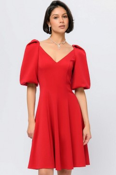 Красное платье с объемными рукавами 1001 dress