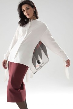 Белая комбинированная рубашка с асимметричной спинкой Charutti