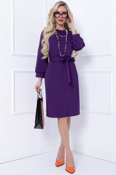 Фиолетовое трикотажное платье с поясом Bellovera