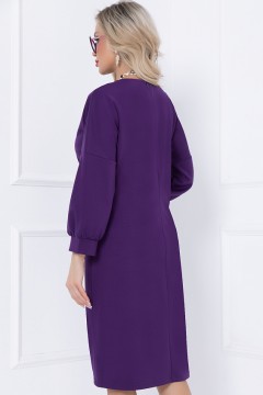 Фиолетовое трикотажное платье с поясом Bellovera(фото4)