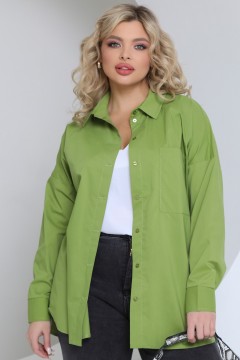 Рубашка оливкового цвета с накладным карманом Agata