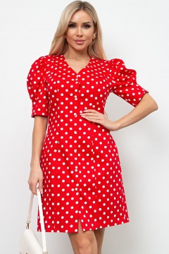 Короткое красное платье в горошек Флория №2 Valentina