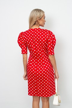Короткое красное платье в горошек Флория №2 Valentina(фото4)