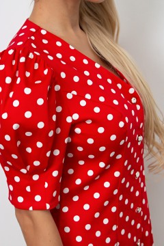 Короткое красное платье в горошек Флория №2 Valentina(фото3)