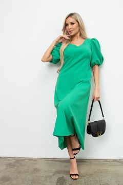 Длинное зелёное льняное платье Сэра №1 Valentina(фото2)