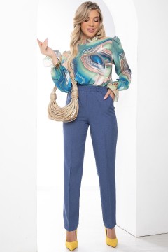 Классические прямые брюки синего цвета Lady Taiga(фото2)