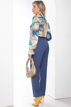 Классические прямые брюки синего цвета Lady Taiga(фото4)