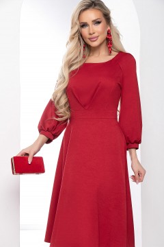 Красное трикотажное платье с юбкой-полусолнце Lady Taiga