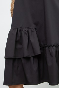 Чёрное хлопковое платье А-силуэта с карманами Исида №1 Valentina(фото3)