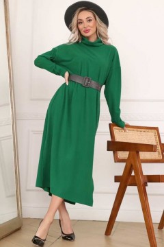 Зелёное трикотажное платье с разрезами Wisell
