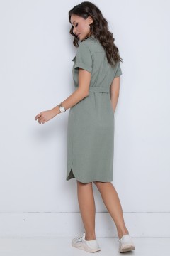Платье-рубашка оливковое с поясом Diolche(фото3)