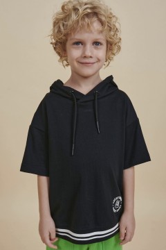 Чёрная футболка с капюшоном для мальчика BFTK3353 Pelican