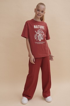 Красная футболка с принтом для девочки GFT3354/3 Pelican(фото2)