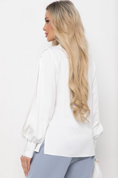 Белая блузка с разрезами на рукавах  Lady Taiga(фото4)