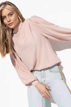 Розовая блузка с объёмными рукавами Charutti(фото3)