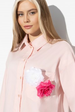 Розовая рубашка с брошкой Charutti(фото3)