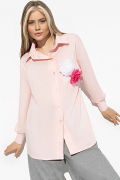 Розовая рубашка с брошкой Charutti